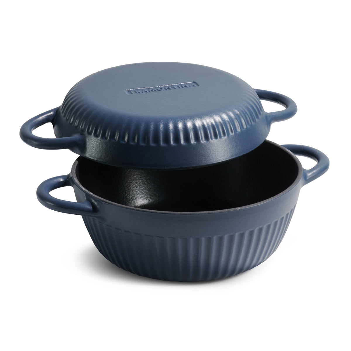 Tramontina 4 QT Enameled Cast Iron Dutch Oven for Bread Baking Blue