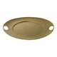 Gold oval tray with two handles on a white background