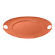 Ceramic platter with handles on a white background