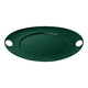 Green oval platter with two handles on a white background