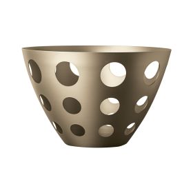 Bronze-colored Centerpiece with circular holes on a white background