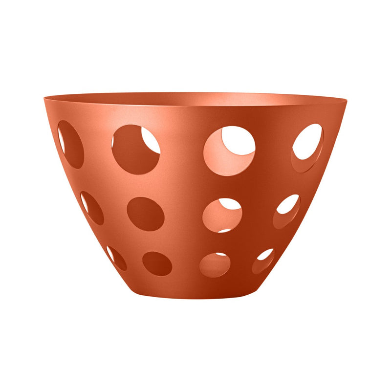 Copper-colored Centerpiece with perforated design on a white background