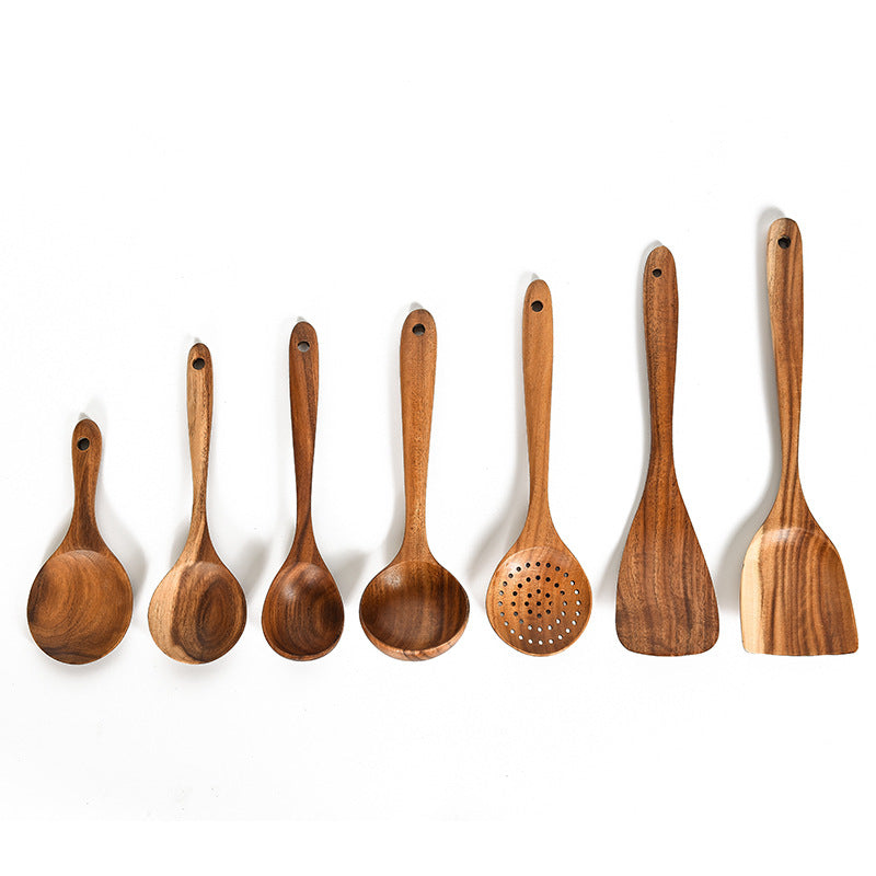 Teak Wood Ladle Turner Colander Soup Tools