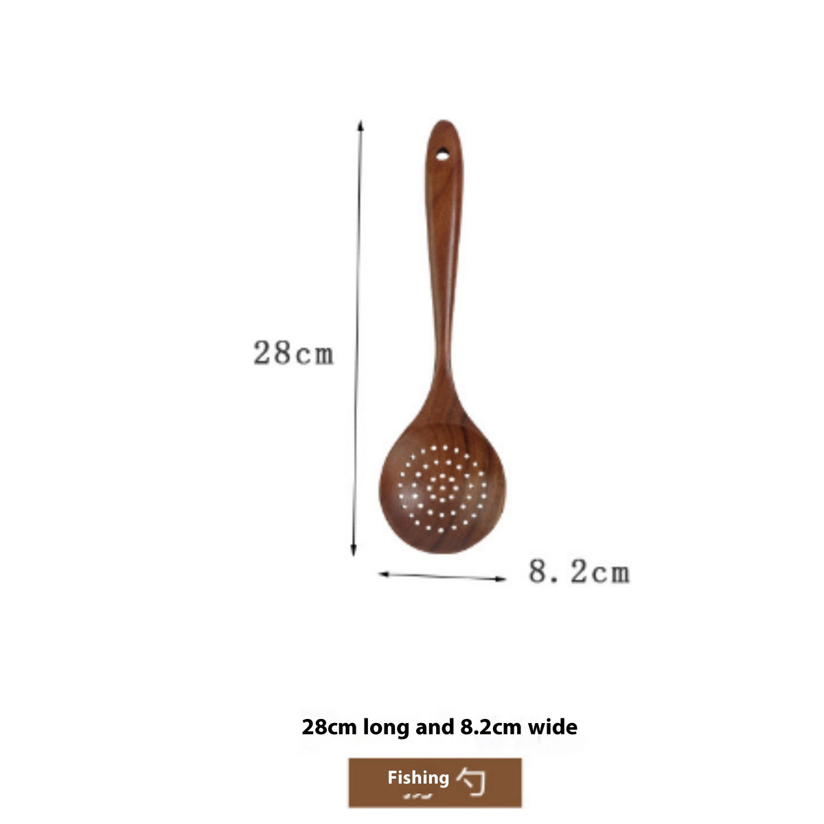 Teak Natural Wood Ladle Turner Colander Soup Skimmer Tool Set