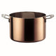 Copper pot with handles on a white background