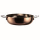 Bronze-colored wok with handles on a white background