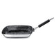 Black and silver grill pan on a white background