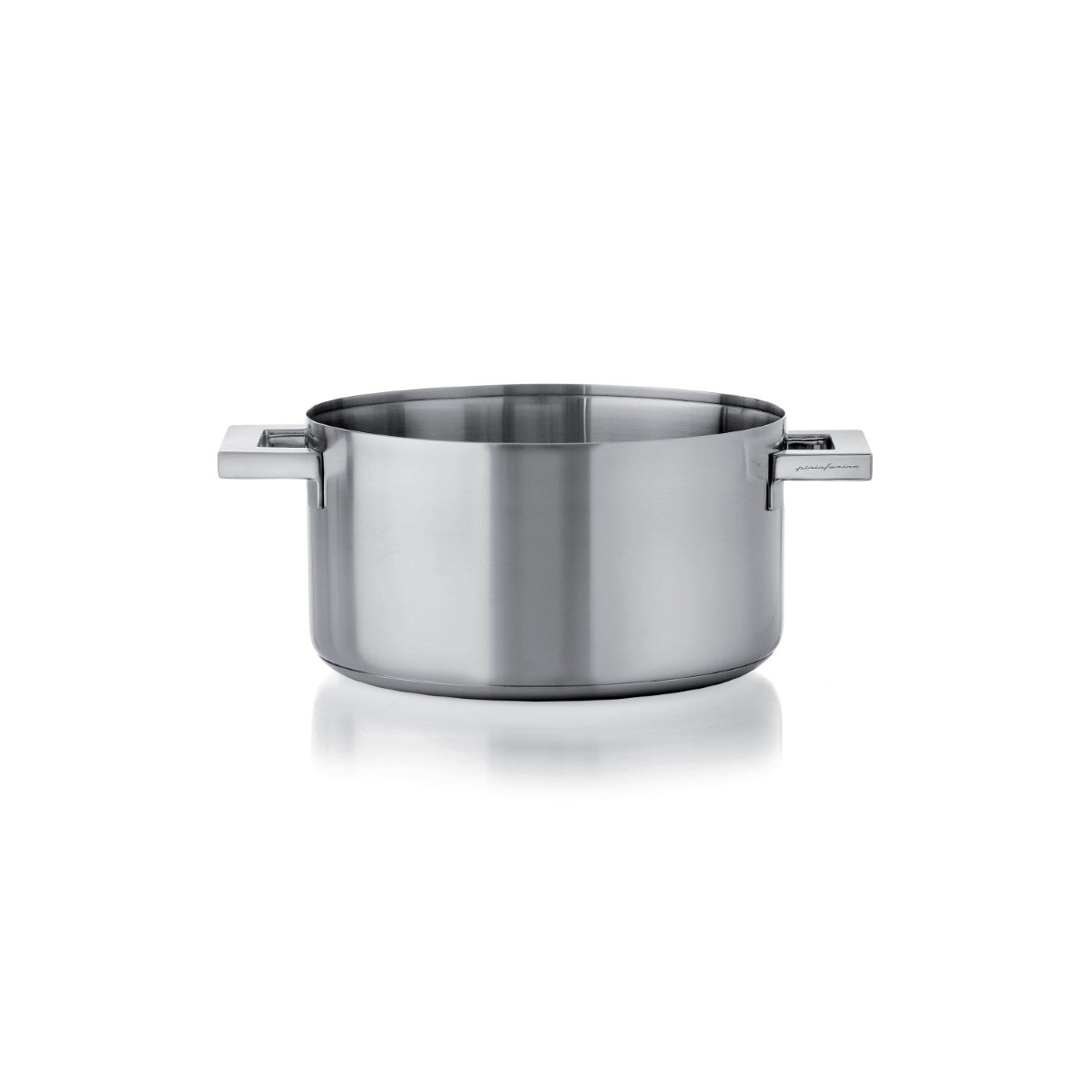 Stainless steel pot on a white background