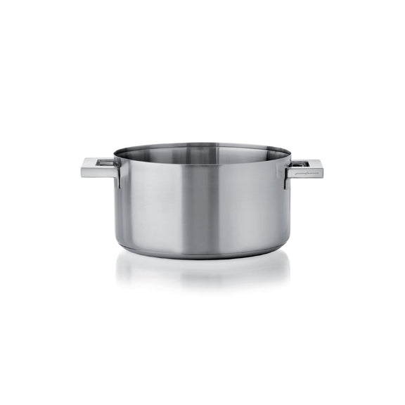 Stainless steel pot on a white background