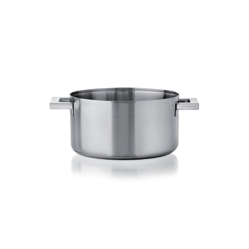 Stainless steel pot on a white background