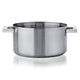 Stainless steel pot with handles on a white background