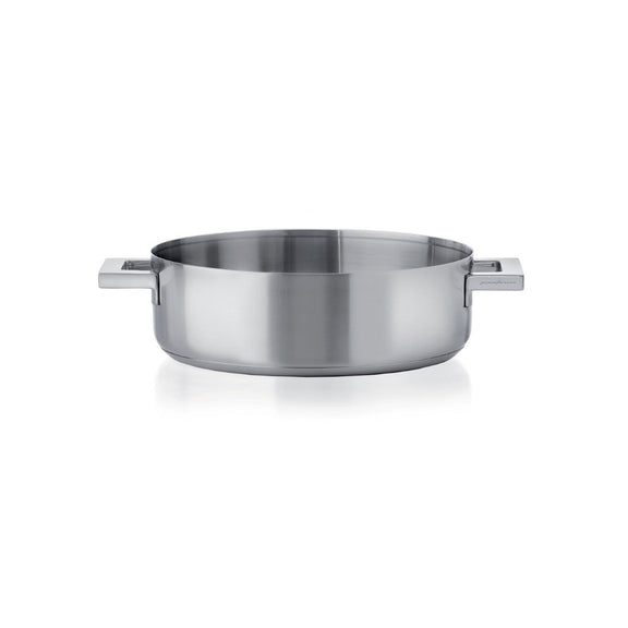 Stainless steel pot on a white background