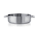 Stainless steel pot with handles on a white background