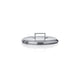 Stainless steel lid on a white background