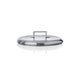 Stainless steel lid on a white background