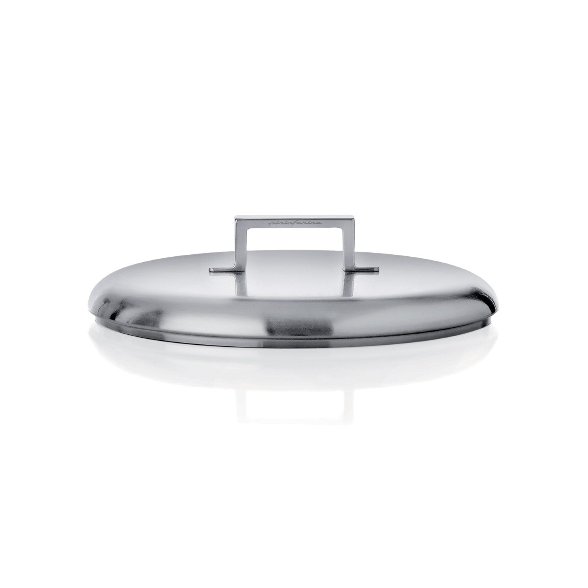 Stainless steel lid on a white background