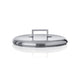 Stainless steel lid on a white background