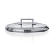 Stainless steel lid on a white background