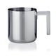 Stainless steel mug with handle on a white background