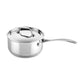 Stainless steel saucepan with lid on a white background