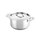 Stainless steel pot with lid on a white background