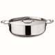 Stainless steel pot with lid on a white background