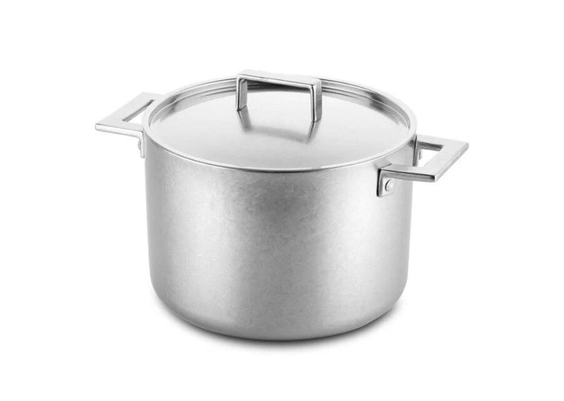 Mepra Stainless steel pot with lid on a white background