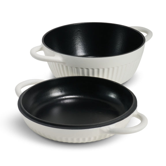 Tramontina 4 QT Enameled Cast Iron Dutch Oven for Bread Baking White