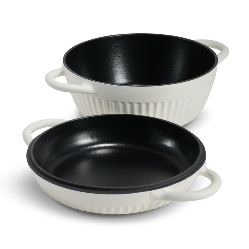 Tramontina 4 QT Enameled Cast Iron Dutch Oven for Bread Baking White