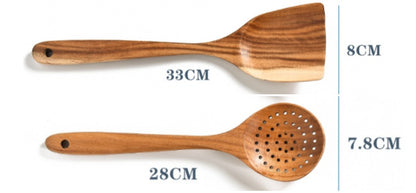 Teak Wood Ladle Turner Colander Soup Tools