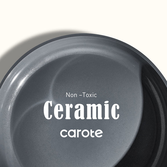 Carote18-Piece Ceramic Nonstick Cookware Set with Utensils, Induction Compatible, Deep Blue