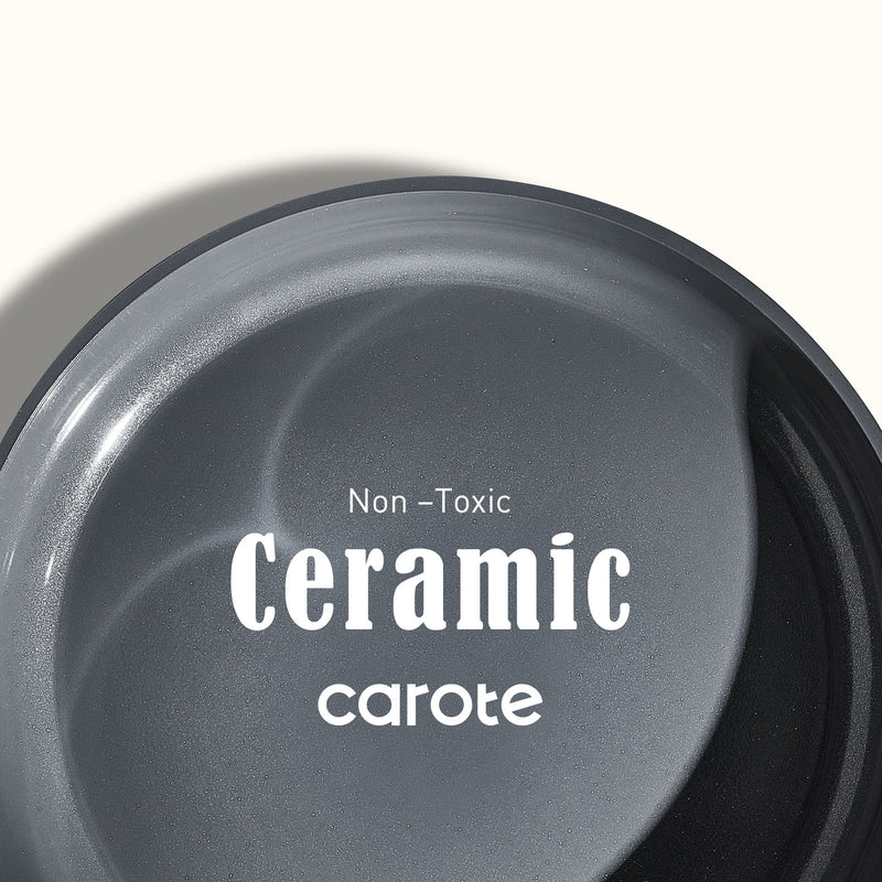 Carote18-Piece Ceramic Nonstick Cookware Set with Utensils, Induction Compatible, Deep Blue