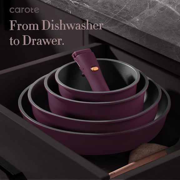 32Pcs Pots and Pans Set Non Stick Cookware Set with Detachable Handle - Ultra Violet