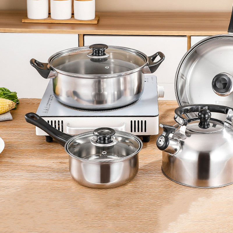 12 Piece Stainless Steel Pot and Pan Set With Kettle