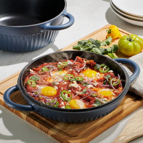 Tramontina 4 QT Enameled Cast Iron Dutch Oven for Bread Baking Blue