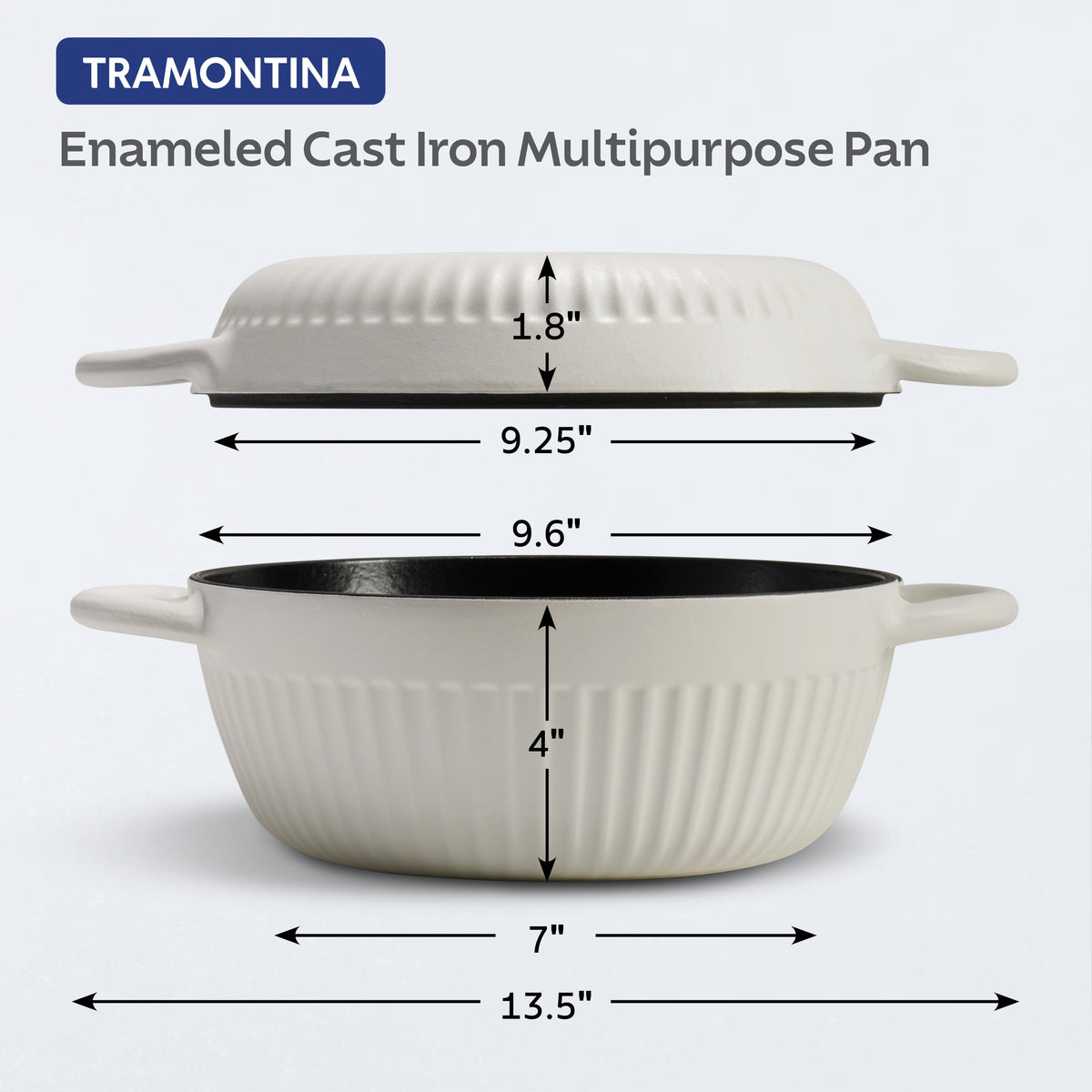 Tramontina 4 QT Enameled Cast Iron Dutch Oven for Bread Baking White