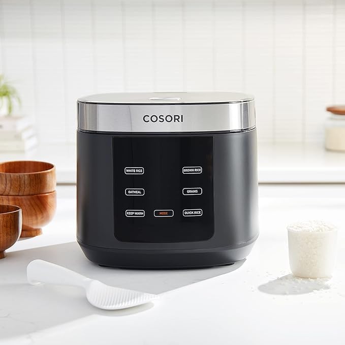 10-Cup Fuzzy Logic Rice Cooker & Steamer | Non-Stick Ceramic Inner Pot Food Steamer & Slow Cooker