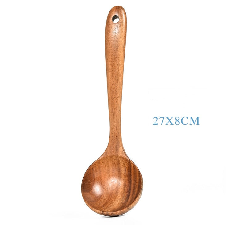Teak Wood Ladle Turner Colander Soup Tools