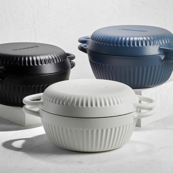 Tramontina 4 QT Enameled Cast Iron Dutch Oven for Bread Baking Blue