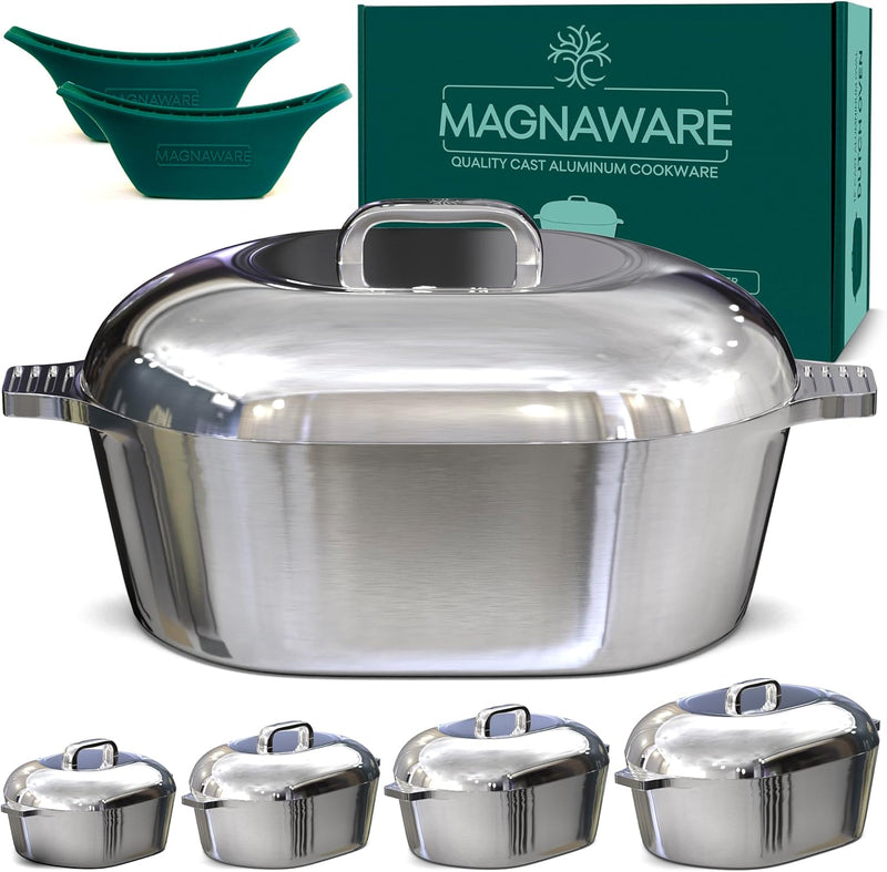 Magnaware Ultimate Oval Collection Cast Aluminum Dutch Oven Set – 4 Ovens with Lids