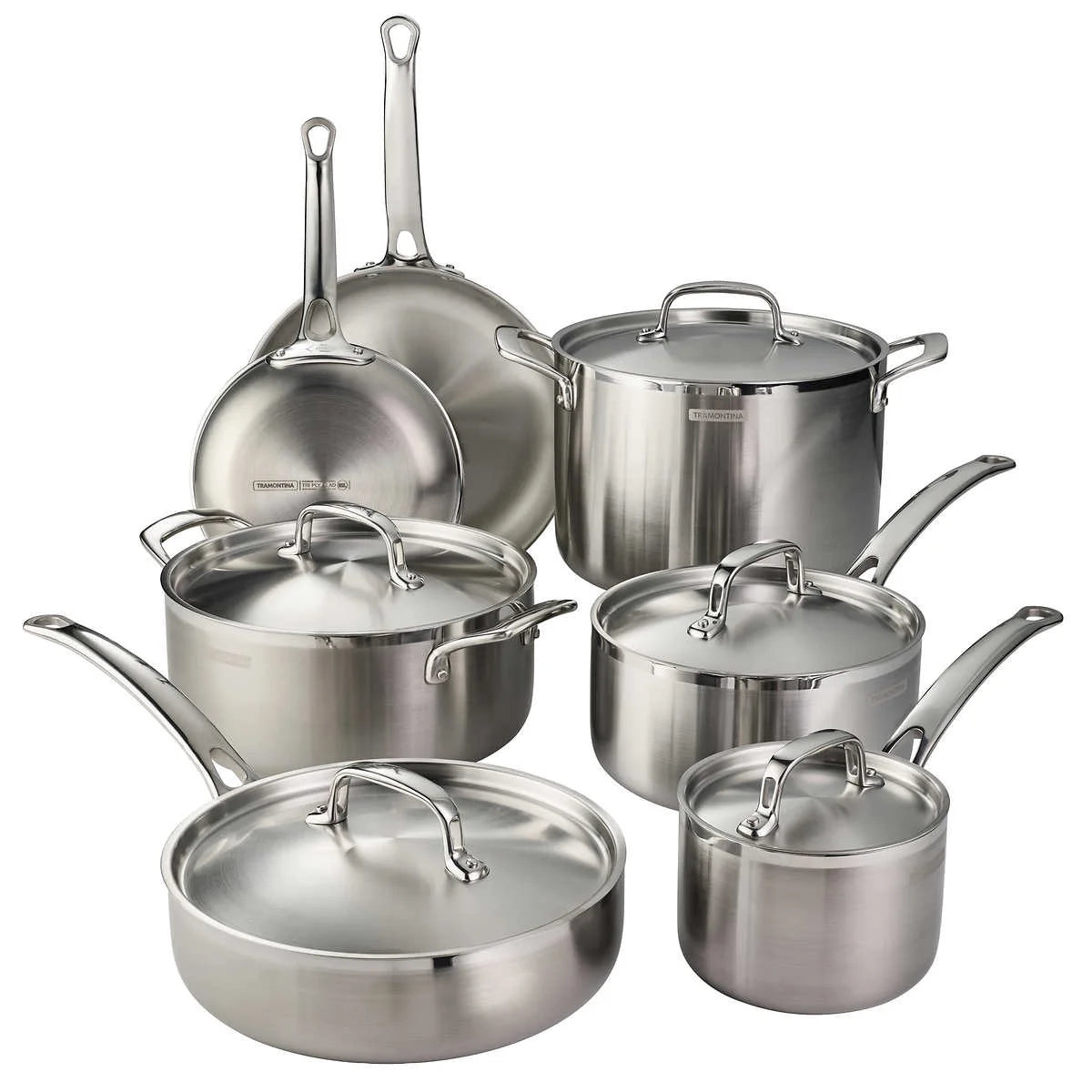Tramontina 12 Piece Tri-Ply Clad Stainless Steel Cookware Set