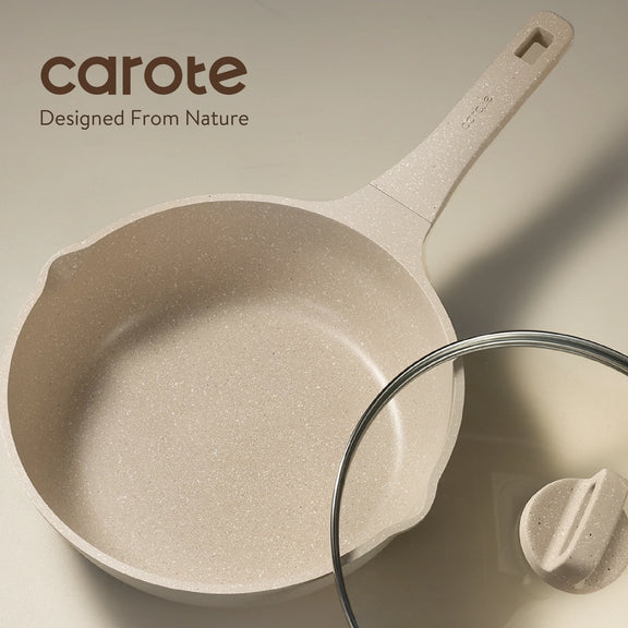 Carote 13-Piece Nonstick Cookware Set, Kitchen Pots and Pans Sets with Stay-Cool Handles, Taupe