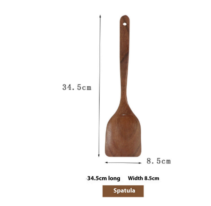 Teak Natural Wood Ladle Turner Colander Soup Skimmer Tool Set