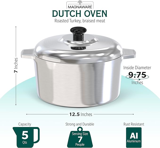 Magnaware 5-Quart Round Aluminum Dutch Oven with Lid
