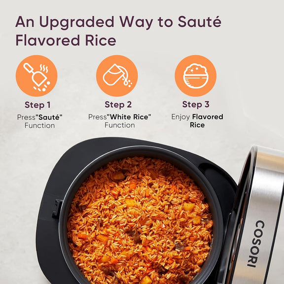 10-Cup Fuzzy Logic Rice Cooker & Steamer | Non-Stick Ceramic Inner Pot Food Steamer & Slow Cooker