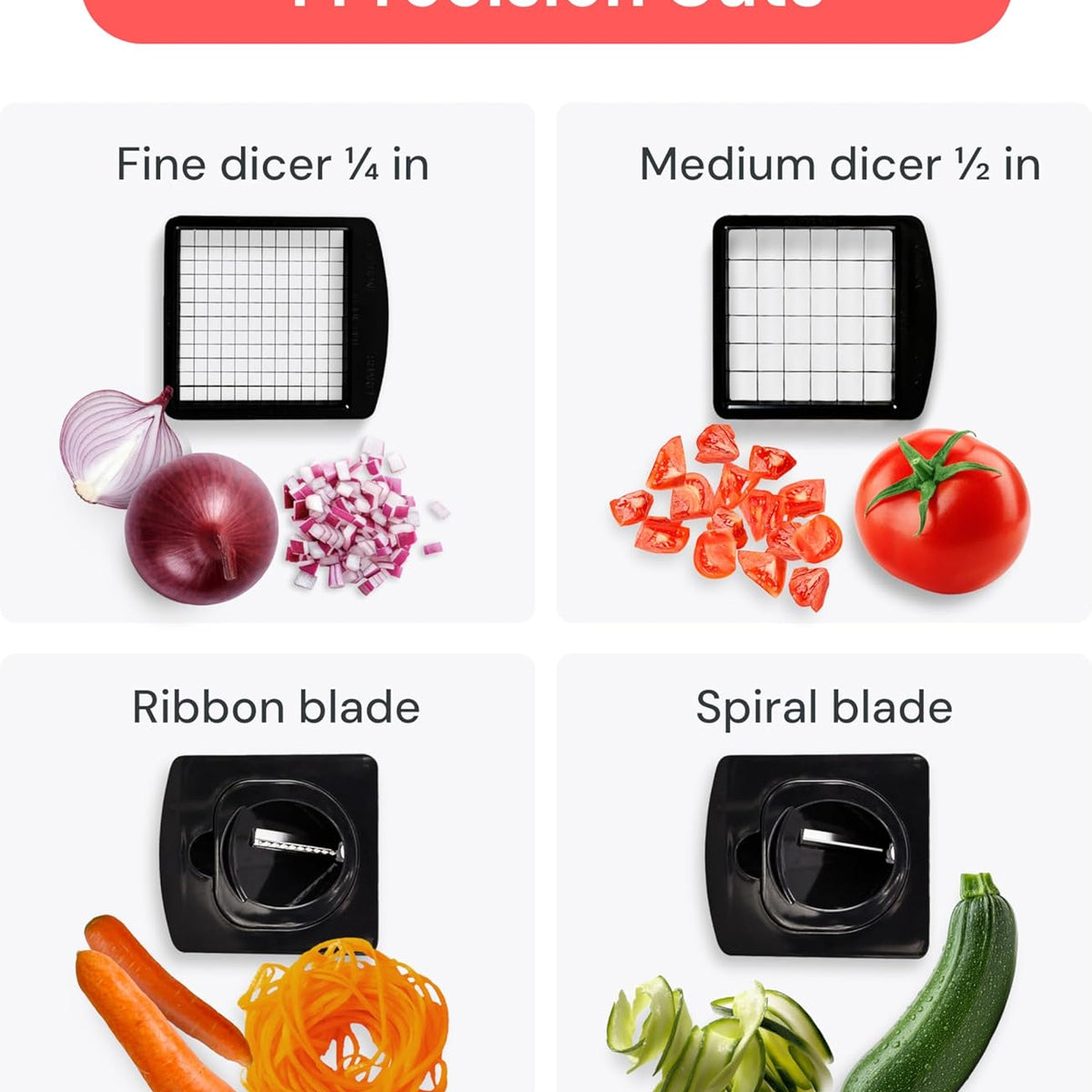Fullstar Pro 4-in-1 Vegetable Chopper, Onion Dicer & Food Spiralizer with Container