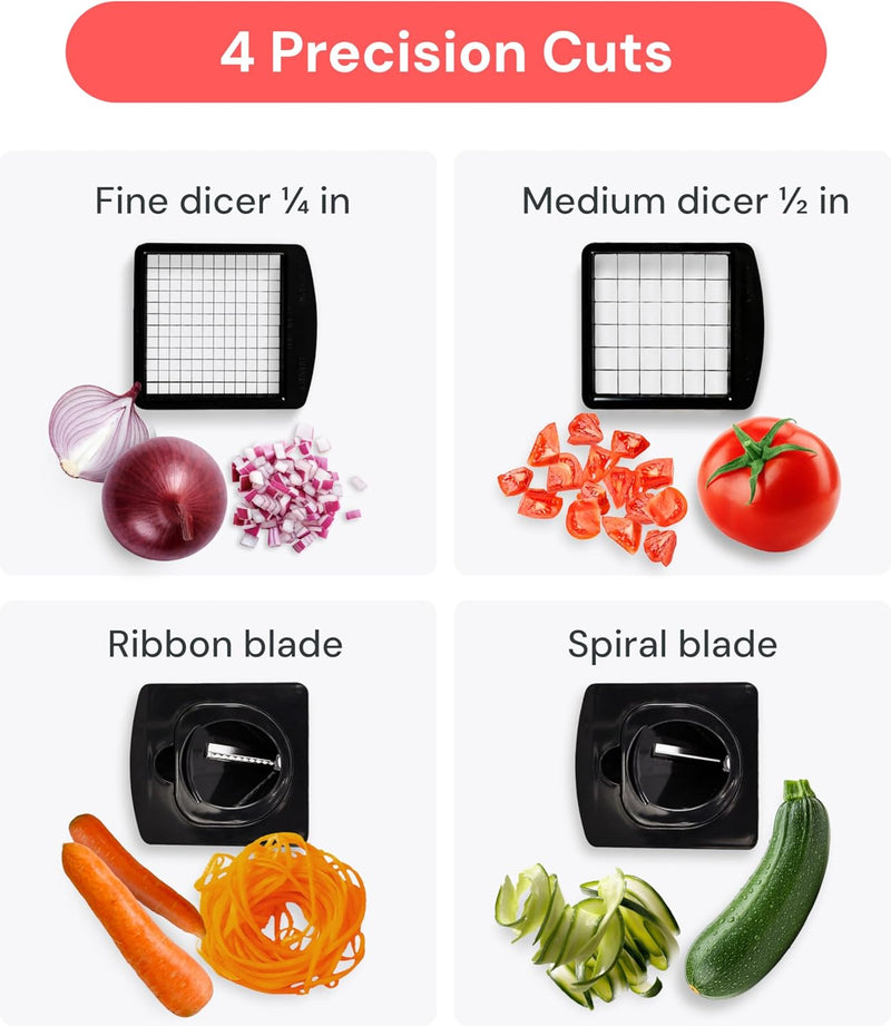 Fullstar Pro 4-in-1 Vegetable Chopper, Onion Dicer & Food Spiralizer with Container