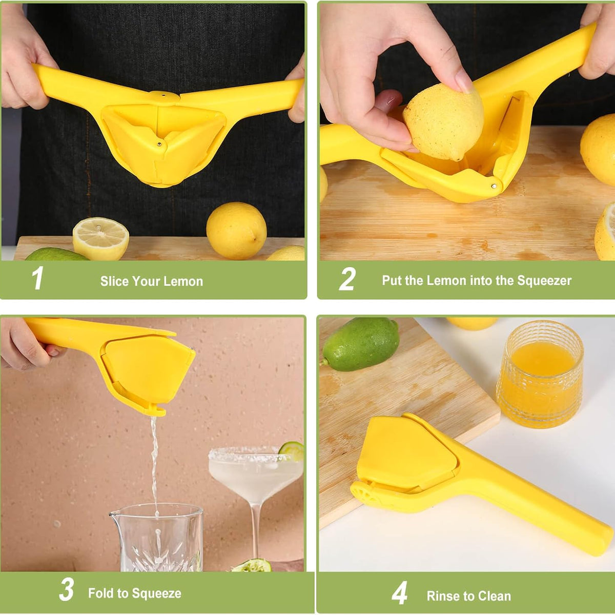 Flat Folding Lemon Squeezer - Effortless Manual Citrus Juicer Hand Press for Lemons, Limes & Oranges