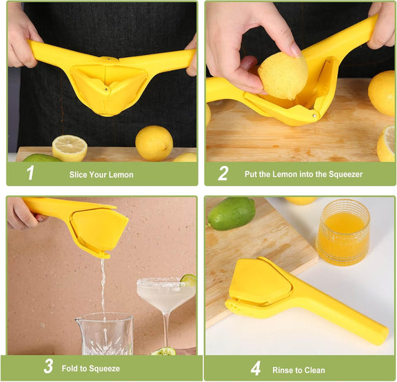 Flat Folding Lemon Squeezer - Effortless Manual Citrus Juicer Hand Press for Lemons, Limes & Oranges