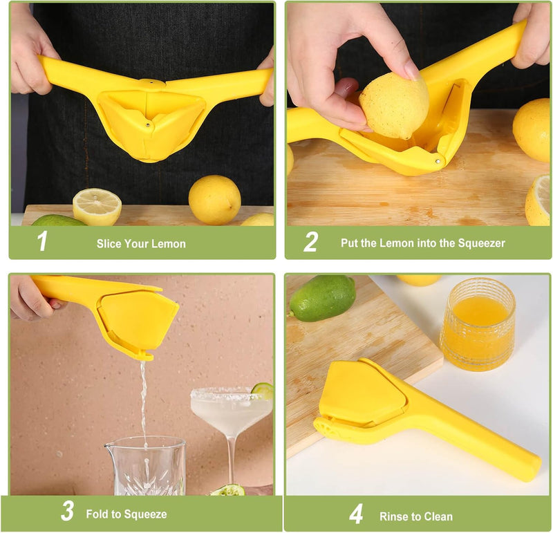 Flat Folding Lemon Squeezer - Effortless Manual Citrus Juicer Hand Press for Lemons, Limes & Oranges